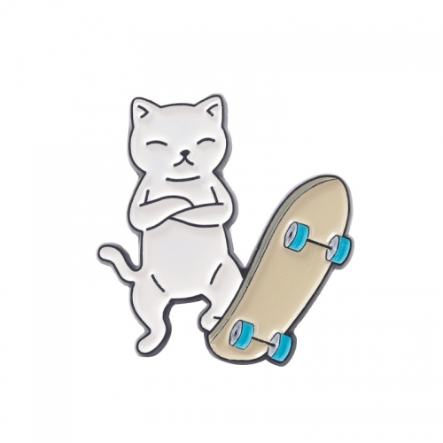Значок Котик со скейтом