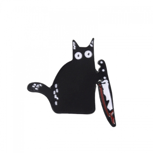 Значок Котик с ножом